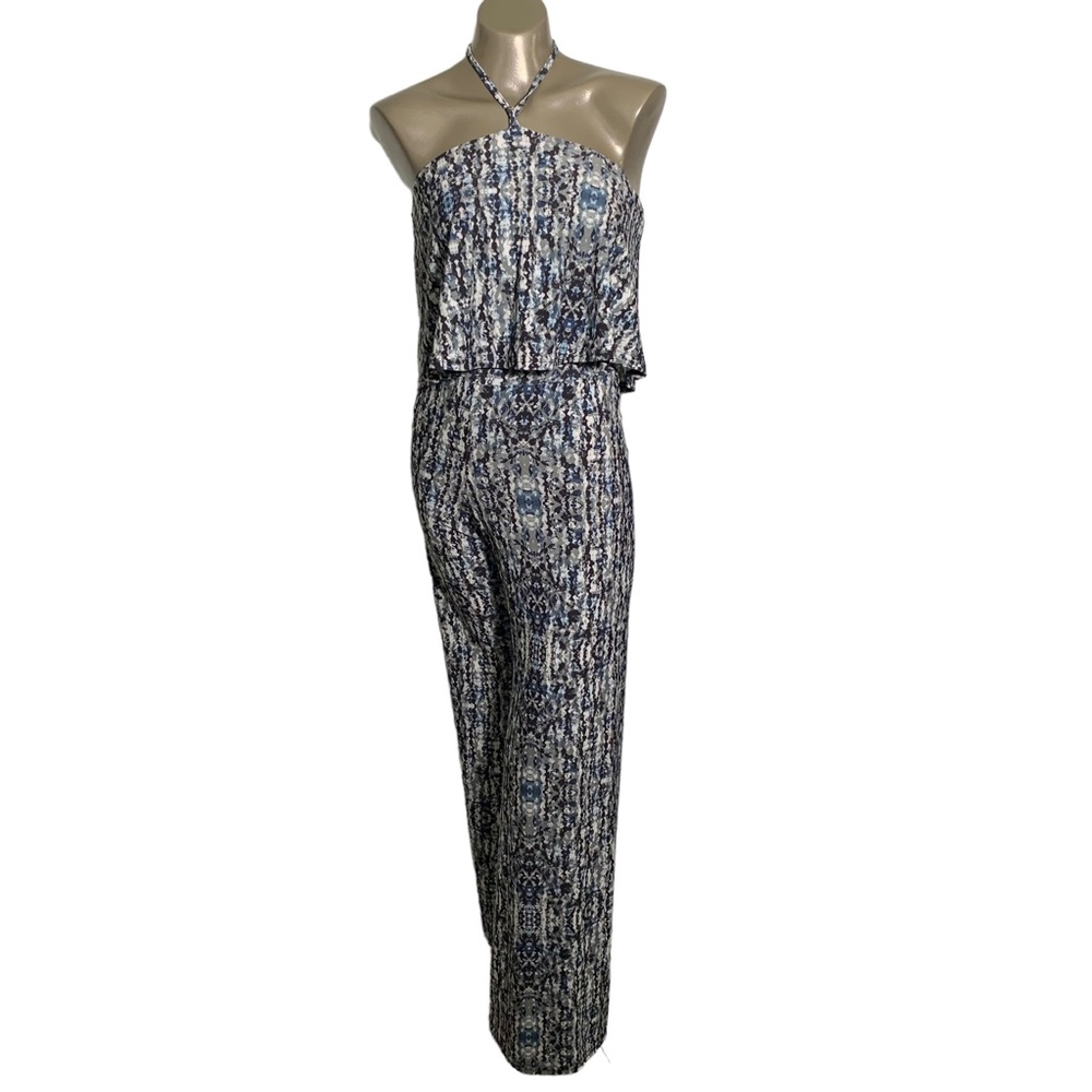 NEW! Deborah Viereck women’s XS jumpsuit printed stretch ruffle top sleeveless - Picture 3 of 10
